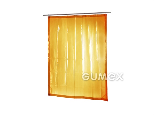 Schutzvorhang mit Stahlbügelringen, Breite 1400mm, Länge 1800mm, gelb transparent, 